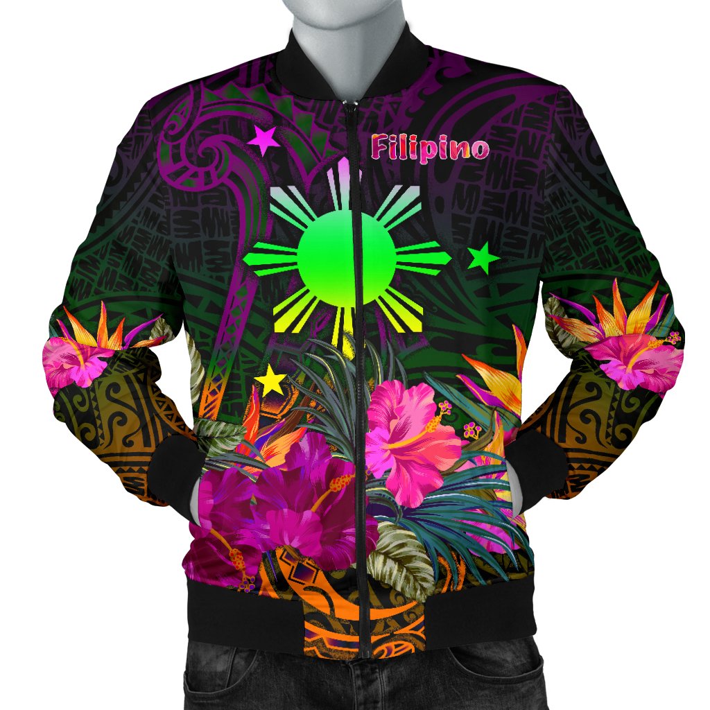 The Philippines Men's Bomber Jacket - Summer Hibiscus Reggae - Polynesian Pride