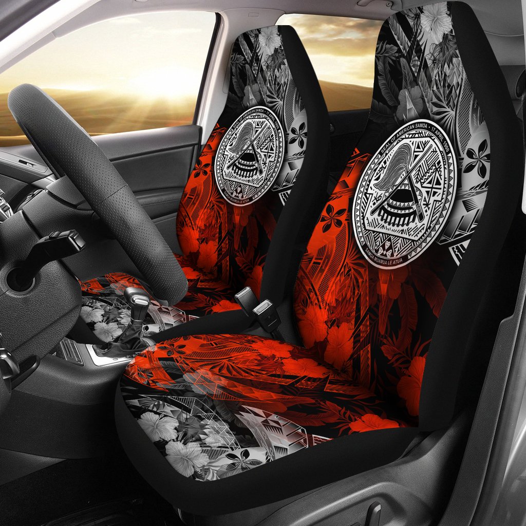 American Samoa Car Seat Covers - Vintage Polynesian Style Universal Fit Black - Polynesian Pride