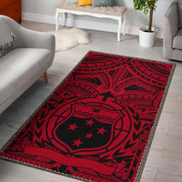 Samoa Area Rug, Samoa Coat Of Arm - Polynesian Tattoo (Red) - Polynesian Pride