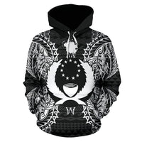 Pohnpei Polynesian ll Over Hoodie Map Black - Polynesian Pride