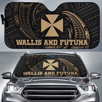 Polynesian Wallis and Futuna Sun Shades - Gold Tribal Wave Auto Sun Shade Universal Fit Gold - Polynesian Pride