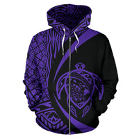 Polynesian Turtle Map of Hawaii Zip Hoodie Purple Circle Style - Polynesian Pride