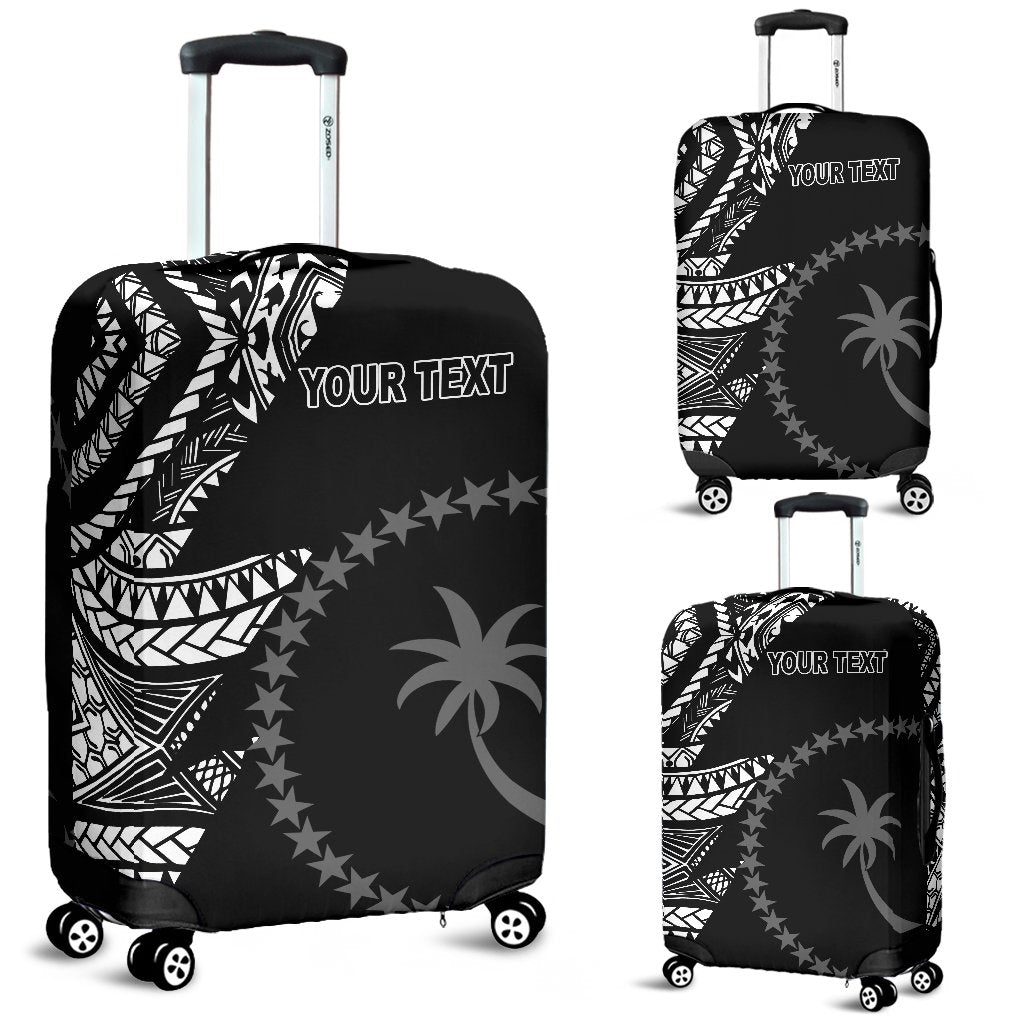 Chuuk Personalised Custom Luggage Covers - Micronesian Pattern Flash Black Black - Polynesian Pride