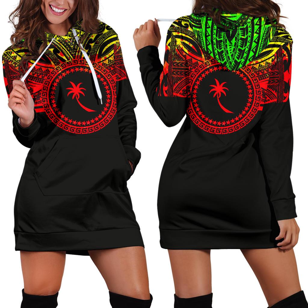 Chuuk Women Hoodie Dress - Chuuk Coat Of Arms Polynesian Reggae Color Reggae - Polynesian Pride