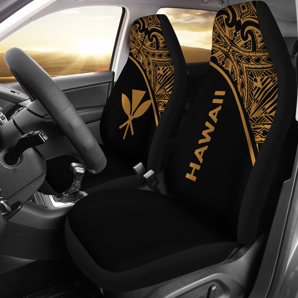 Hawaii Car Seat Covers - Hawaii Kanaka Maoli Polynesian Gold Curve Universal Fit Gold - Polynesian Pride