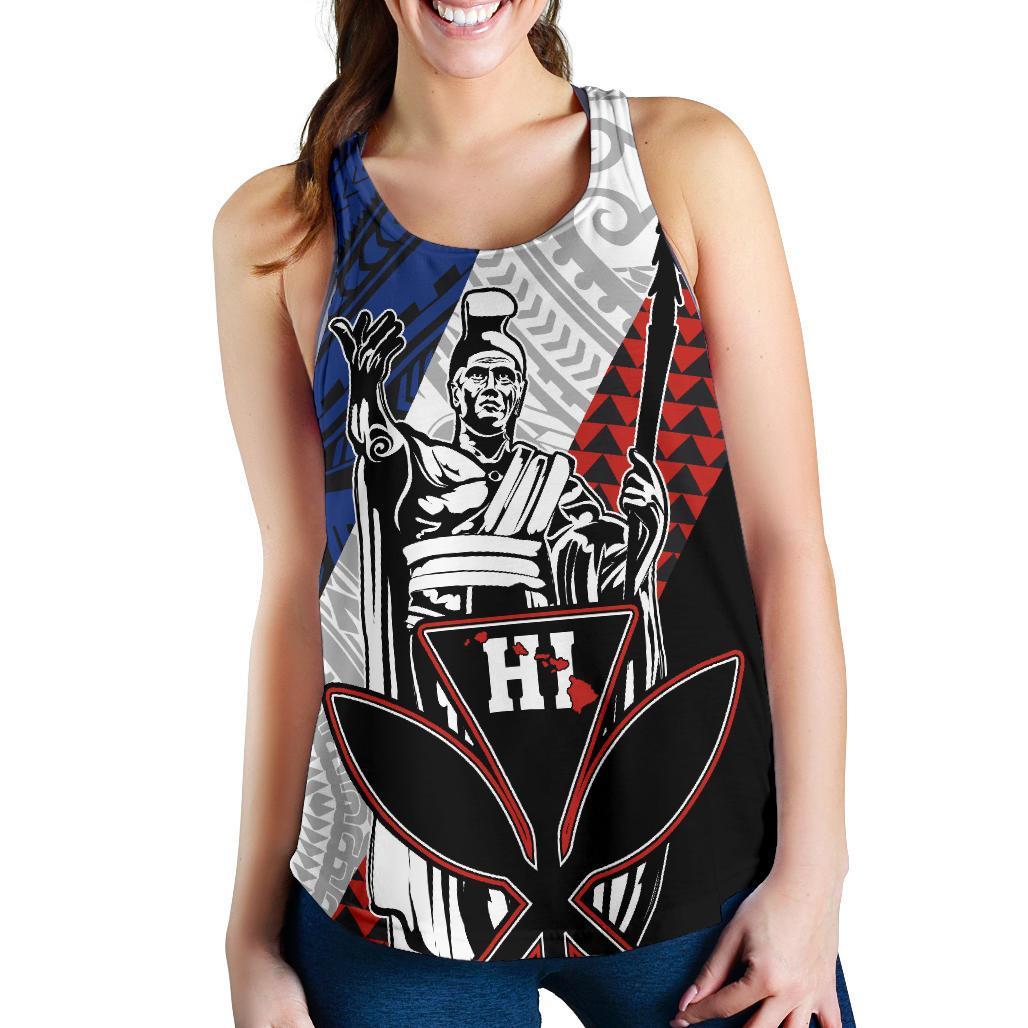 Hawaii Kanaka Cover Kakau Polynesian King Women's Racerback Tank - Polynesian Pride