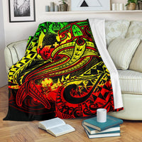 Tonga Premium Blanket - Reggae Shark Polynesian Tattoo White - Polynesian Pride