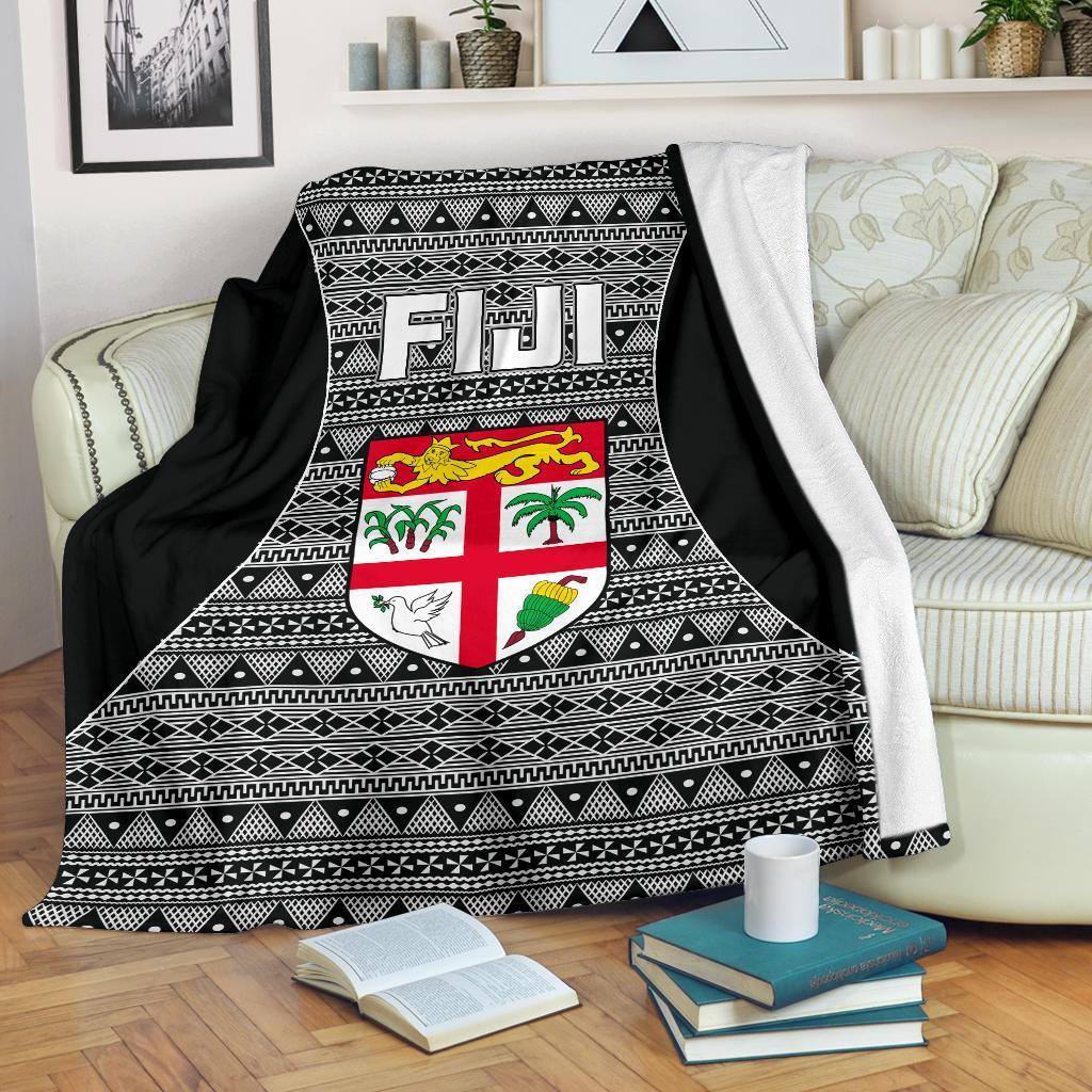 Fiji Premium Blanket - Tapa Pattern Sport Style White - Polynesian Pride