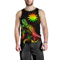 Nauru Polynesian Men Tank Top - Turtle With Blooming Hibiscus Reggae - Polynesian Pride