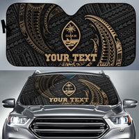 Polynesian Guam Custom Personalised Sun Shades - Gold Tribal Wave Auto Sun Shade Universal Fit Gold - Polynesian Pride