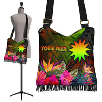 Nauru Polynesian Personalised Crossbody Boho Handbag - Hibiscus and Banana Leaves - Polynesian Pride