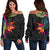 Polynesian Women's Off Shoulder Sweater - Hibiscus Pattern Black - Polynesian Pride