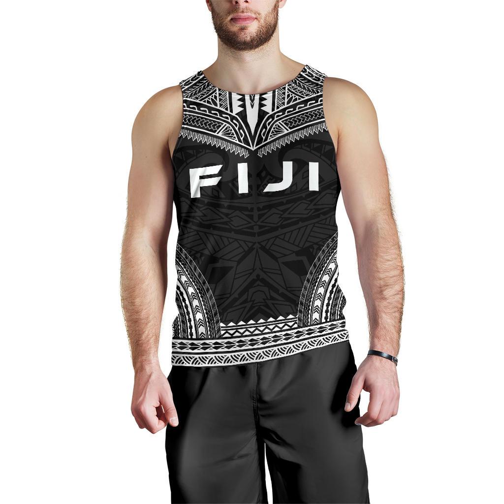 Fiji Men's Tank Top - Polynesian Chief Black Version Black - Polynesian Pride
