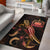 Samoa Polynesian Area Rugs - Turtle With Blooming Hibiscus Gold Gold - Polynesian Pride