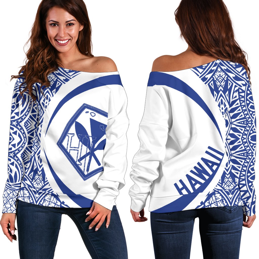 Kanaka Polynesian Women's Off Shoulder Sweater 01 White - Polynesian Pride