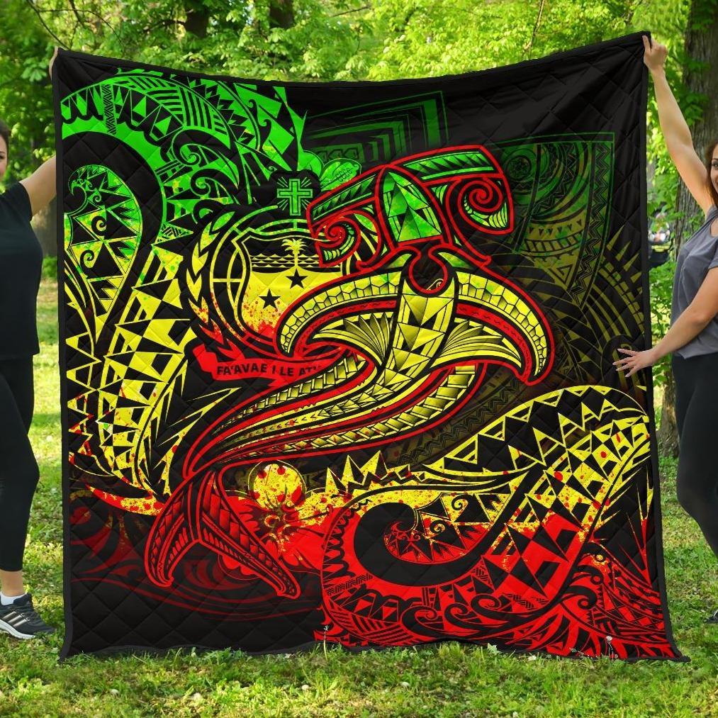 Samoa Premium Quilt - Reggae Shark Polynesian Tattoo - Polynesian Pride