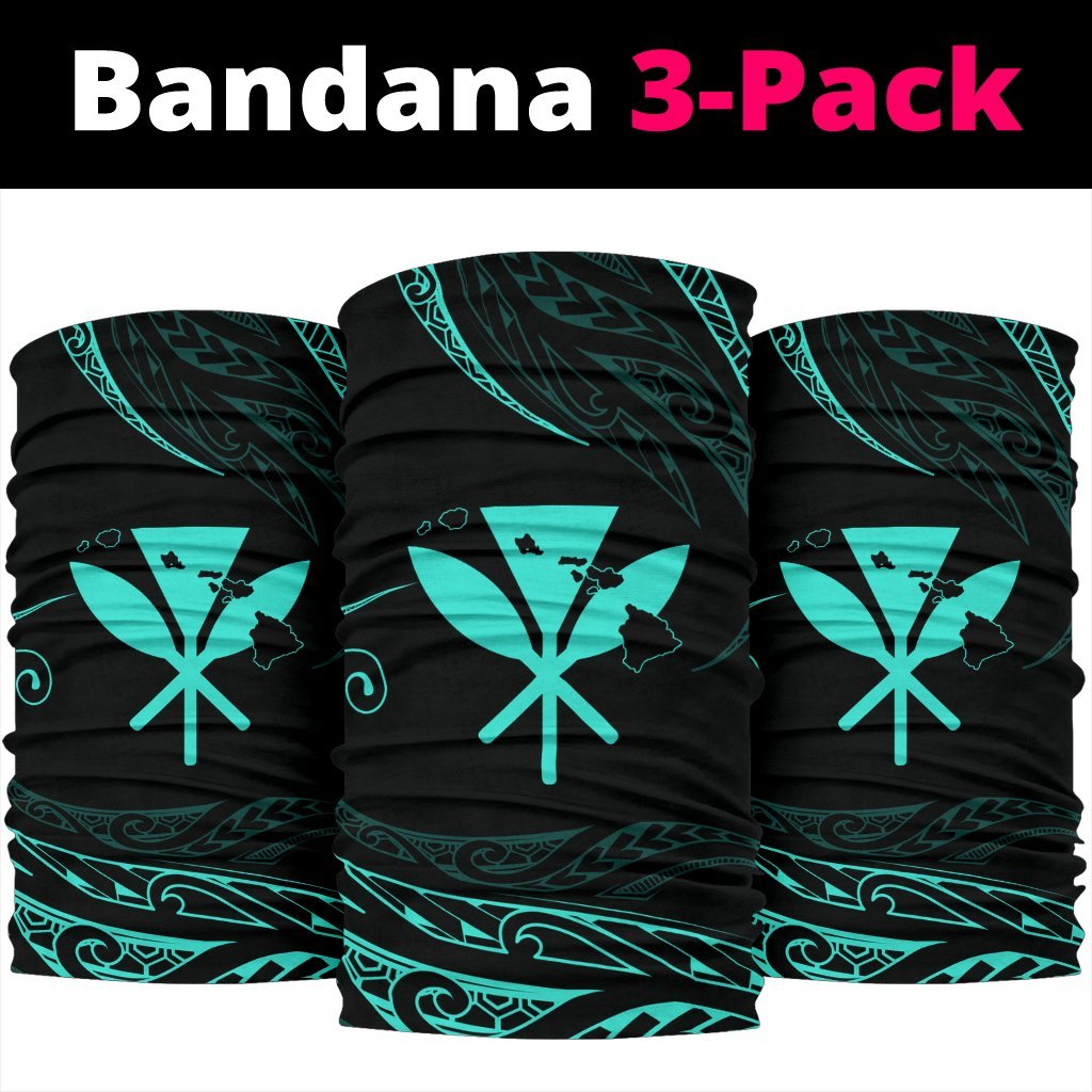 Hawaii Kanaka Map Polynesian Bandana 3 - Pack - Turquoise - Polynesian Pride