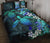 Kanaka Maoli (Hawaiian) Quilt Bed Set - Sea Turtle Tropical Hibiscus And Plumeria Blue - Polynesian Pride