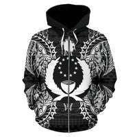 Pohnpei Polynesian All Over Zip up Hoodie Map Black - Polynesian Pride