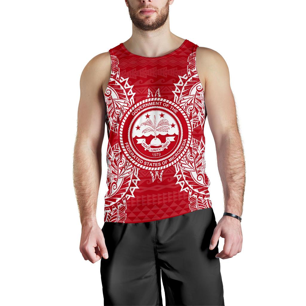 Federated States Of Micronesian Men Tank Top Map Red White Red - Polynesian Pride