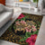 hawaii Rug - Turtle Strong Pattern Hibiscus Plumeria Art AH Black - Polynesian Pride