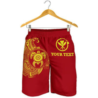 Hawaii Polynesian Personalised Men's Shorts - Vintage Polynesian Turtle (Red) - Polynesian Pride