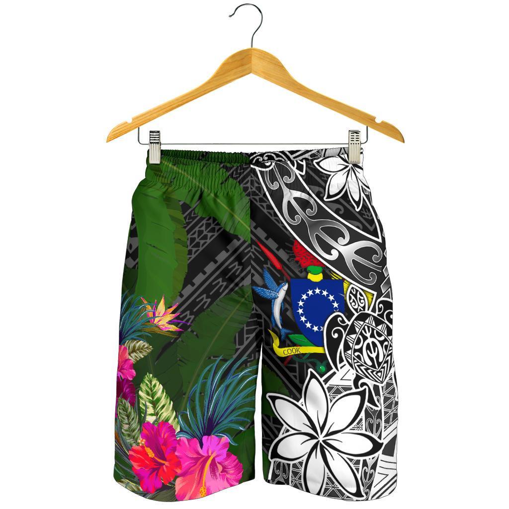 Cook Islands Men Shorts - Turtle Plumeria Banana Leaf - Polynesian Pride