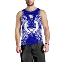 Pohnpei Polynesian Men Tank Top Map Blue Blue - Polynesian Pride