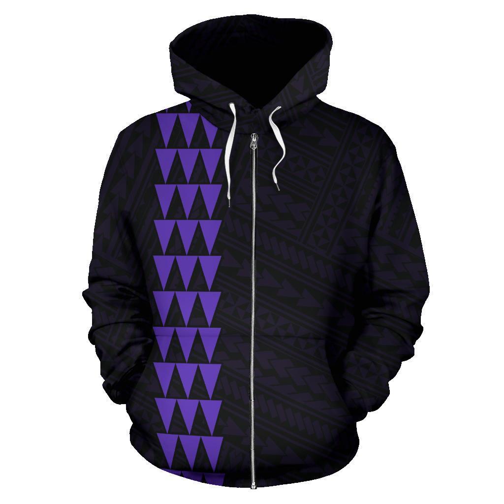 Polynesian Kakau Seal of Hawaii Custom Zip Hoodie Purple - Polynesian Pride