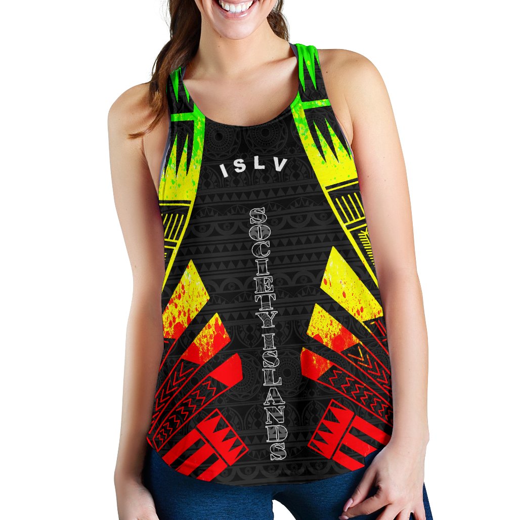 Society Islands Women Racerback Tank - Polynesian Tattoo Reggae Art - Polynesian Pride