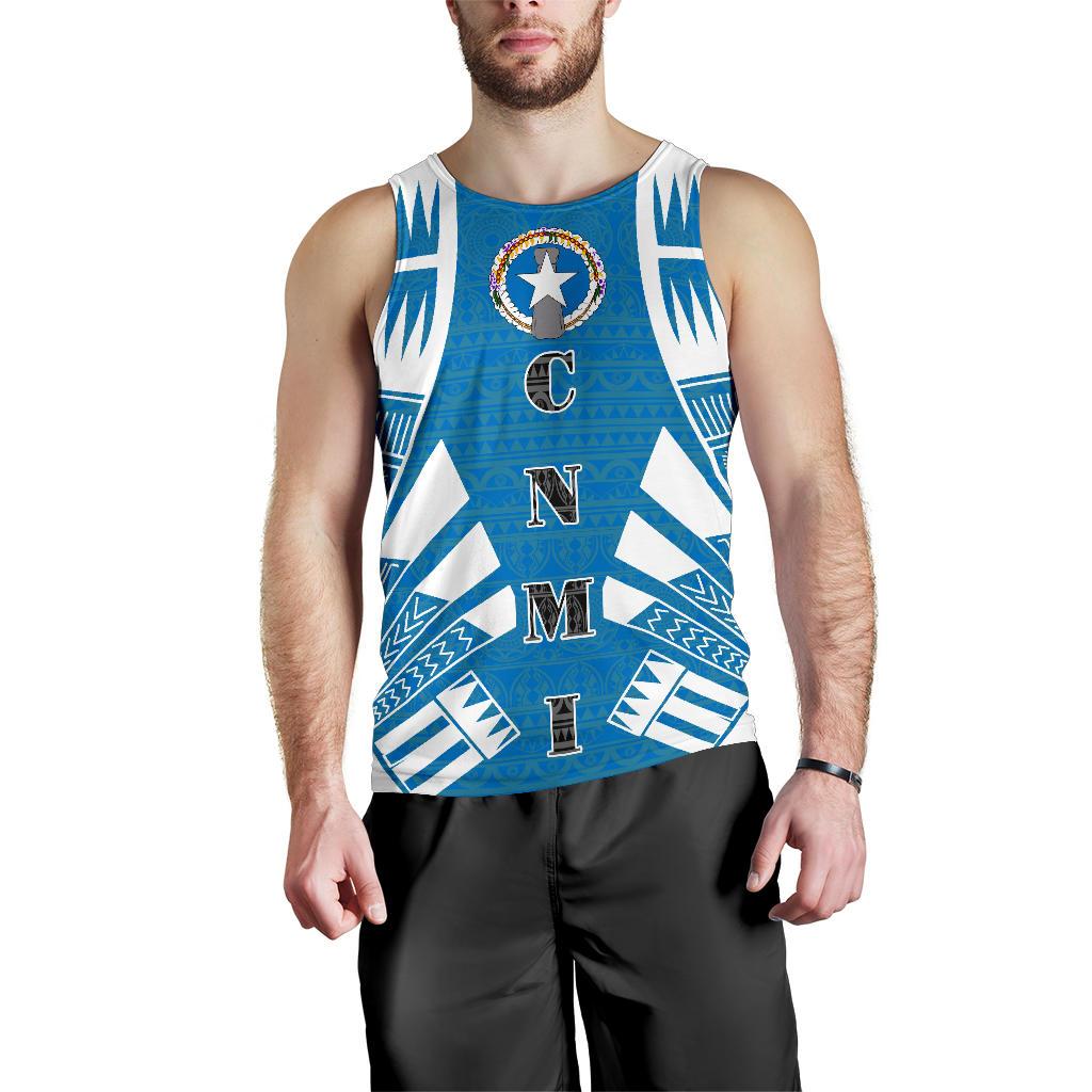 Northern Mariana Islands Men Tank Top - Polynesian Tattoo Flag White - Polynesian Pride