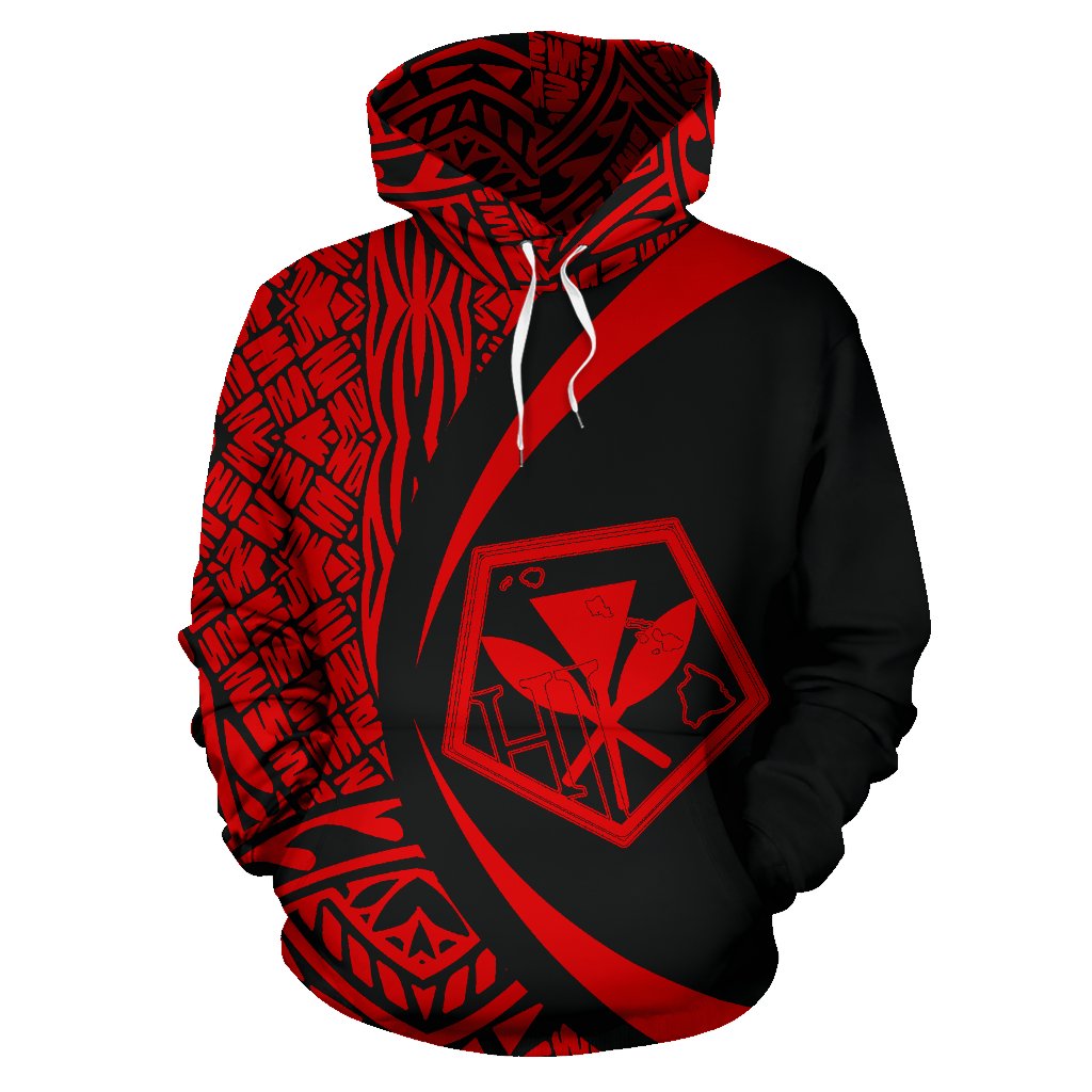 Kanaka Polynesian Tribal Hoodie Circle Style Red Color - Polynesian Pride