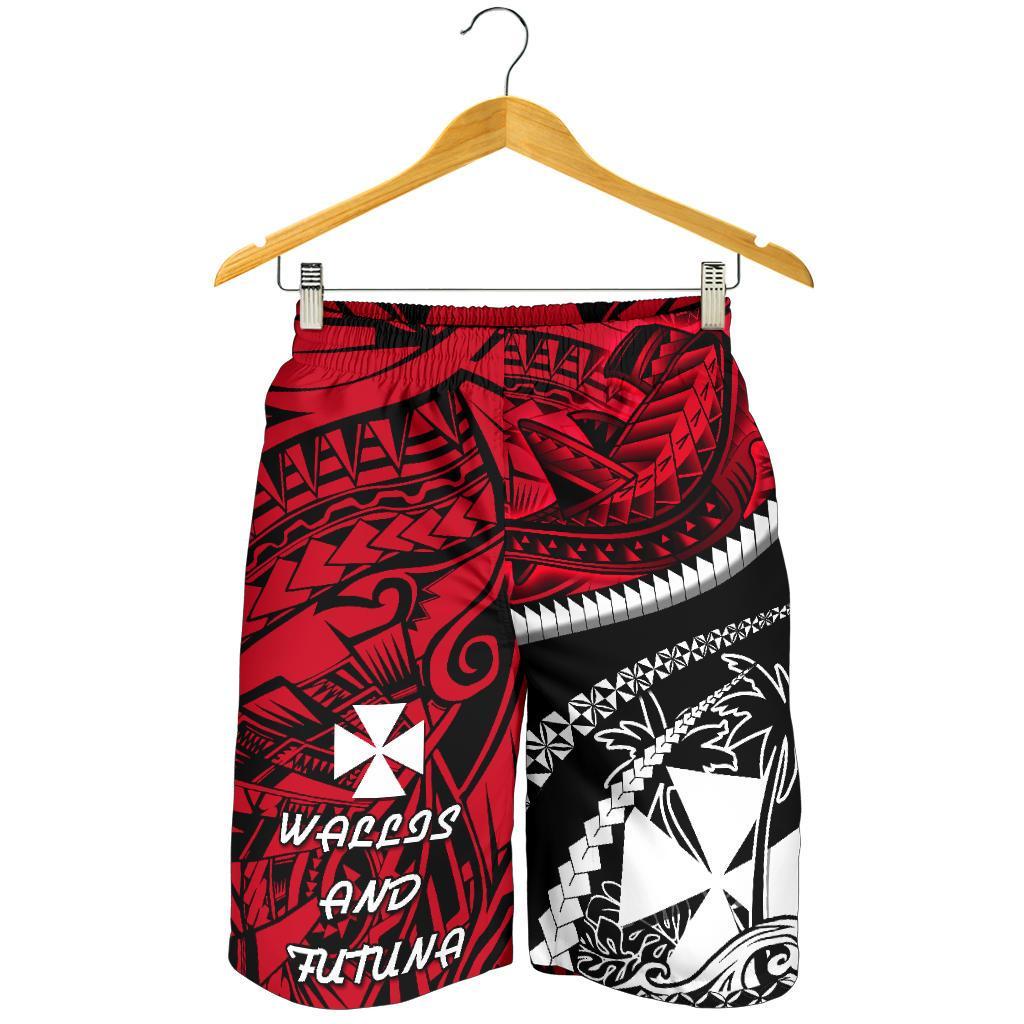 Wallis And Futuna Tapa Men Shorts Polynesian Shark Tattoo Red - Polynesian Pride