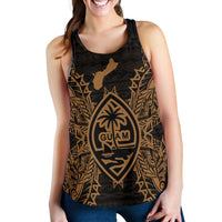 Guam Polynesian Women Tank Top Map Gold Gold - Polynesian Pride