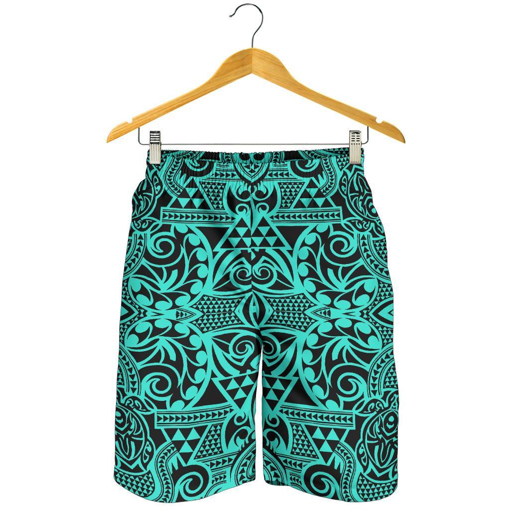 Polynesian Kakau Turtle Turquoise Men's Short - Polynesian Pride