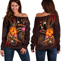 Kosrae Polynesian Off Shoulder Sweater - Legend of Kosrae (Red) - Polynesian Pride