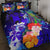 Tonga Custom Personalised Quilt Bed Set - Humpback Whale with Tropical Flowers (Blue) Blue - Polynesian Pride