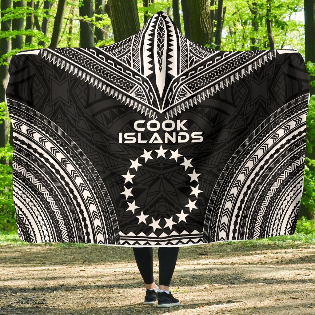 Cook Islands Polynesian Chief Hooded Blanket - Black Version Hooded Blanket Black - Polynesian Pride