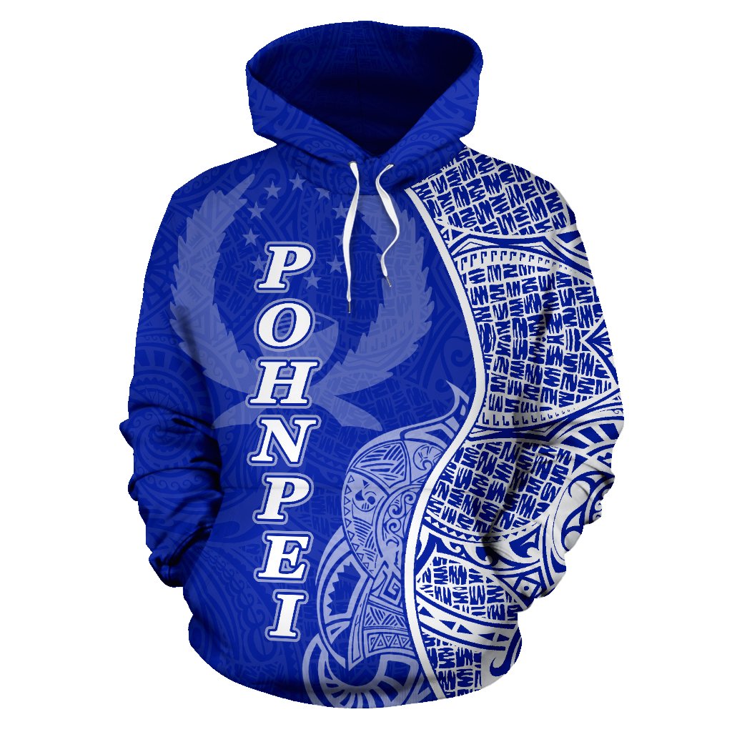 Pohnpei Polynesian Hoodie Coconut Tree Blue - Polynesian Pride