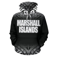 Marshall Islands All Over Hoodie Fog Black Style - Polynesian Pride
