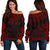 Fiji Polynesian Chief Women's Off Shoulder Sweater - Red Version Red - Polynesian Pride