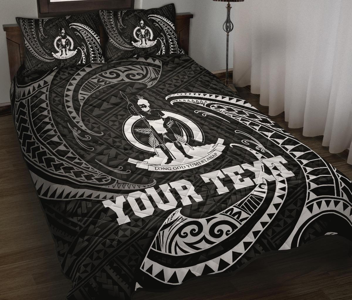 Vanuatu Polynesian Custom Personalised Quilt Bed Set - White Tribal Wave - Polynesian Pride
