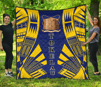 Tokelau Premium Quilt - Tokelau Coat Of Arms Polynesian Yellow Tattoo - Polynesian Pride
