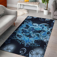 Hawaii Turtle Sea Ohana Rug Black - Polynesian Pride