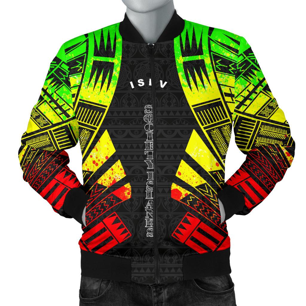 Society Islands Men Bomber Jackets - Polynesian Tattoo Reggae Reggae - Polynesian Pride
