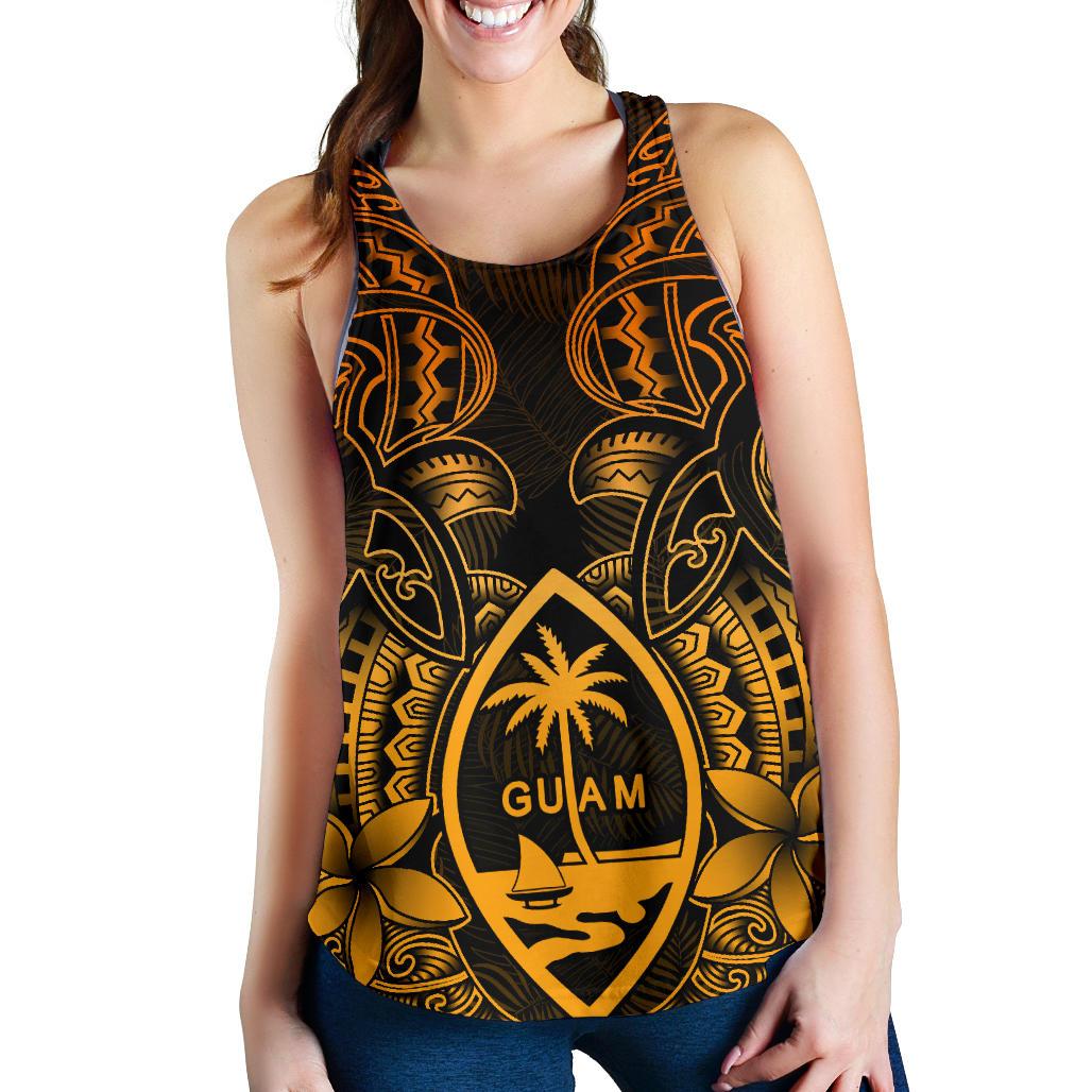 Guam Polynesian Women Racerback Tank - Gold Turtle Homeland - Polynesian Pride