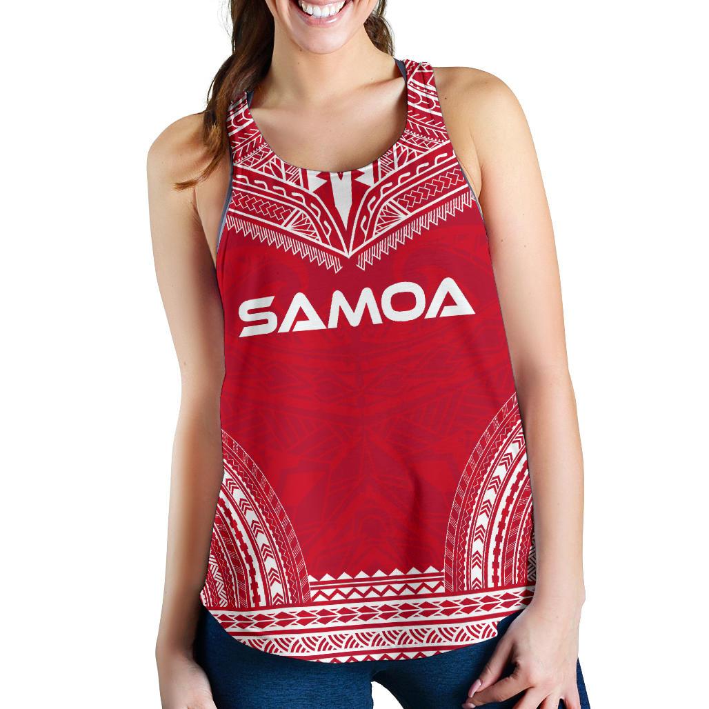Samoa Women's Racerback Tank - Polynesian Chief Flag Version Red - Polynesian Pride