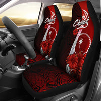 Chuuk Micronesia Car Seat Covers - Coat Of Arm With Hibiscus Universal Fit Red - Polynesian Pride