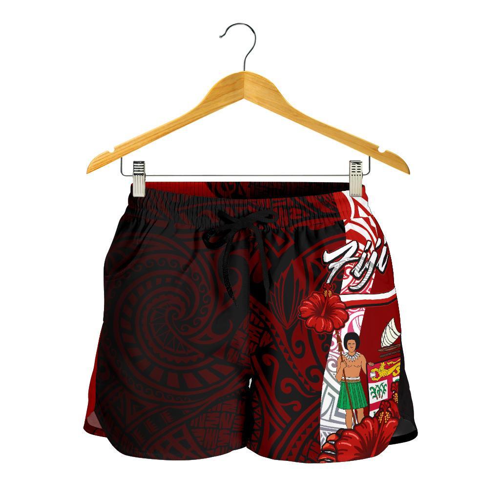 Fiji Polynesian Women's Shorts - Coat Of Arm With Hibiscus - Polynesian Pride