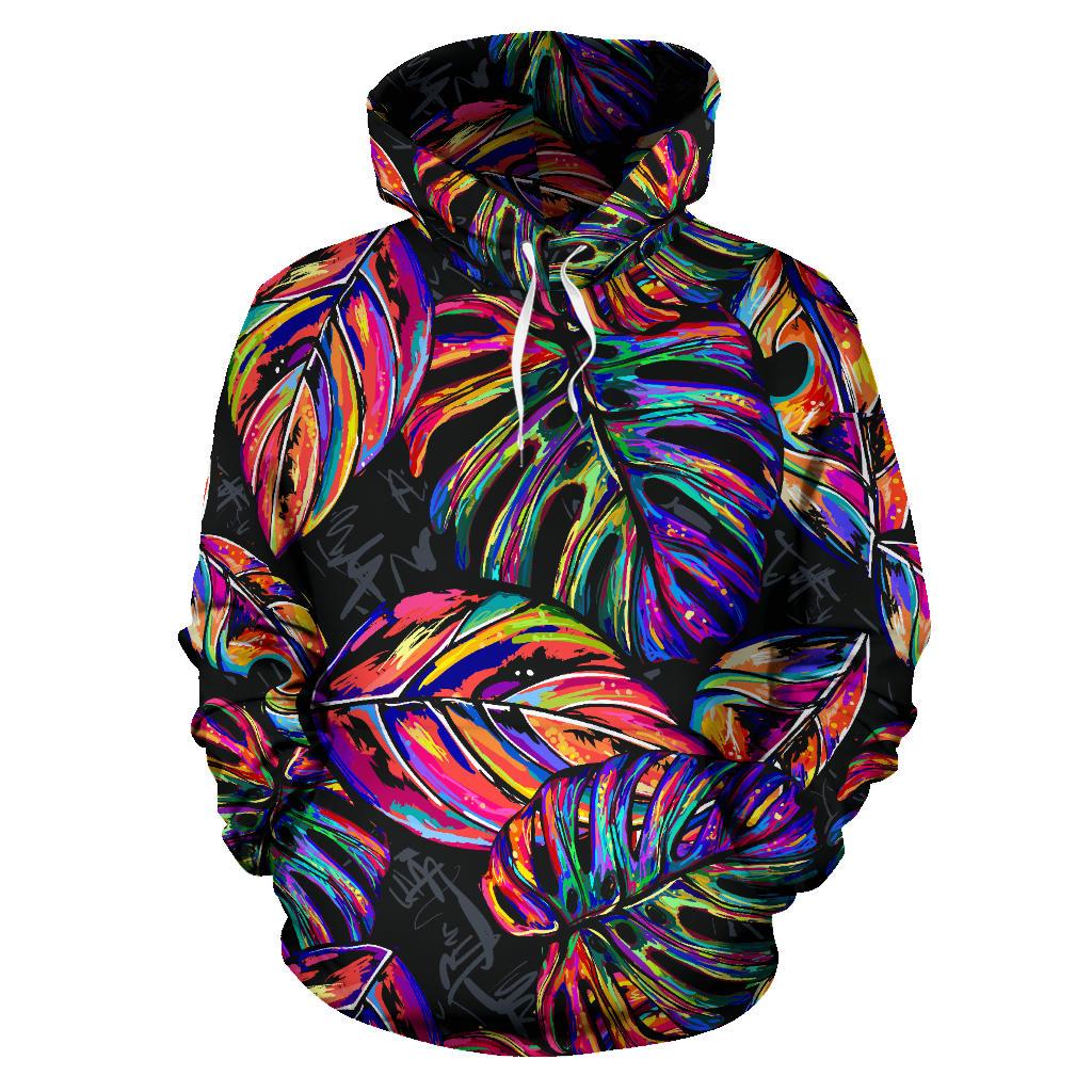 Palm Leaves All Over Hoodie Neon Color - Polynesian Pride